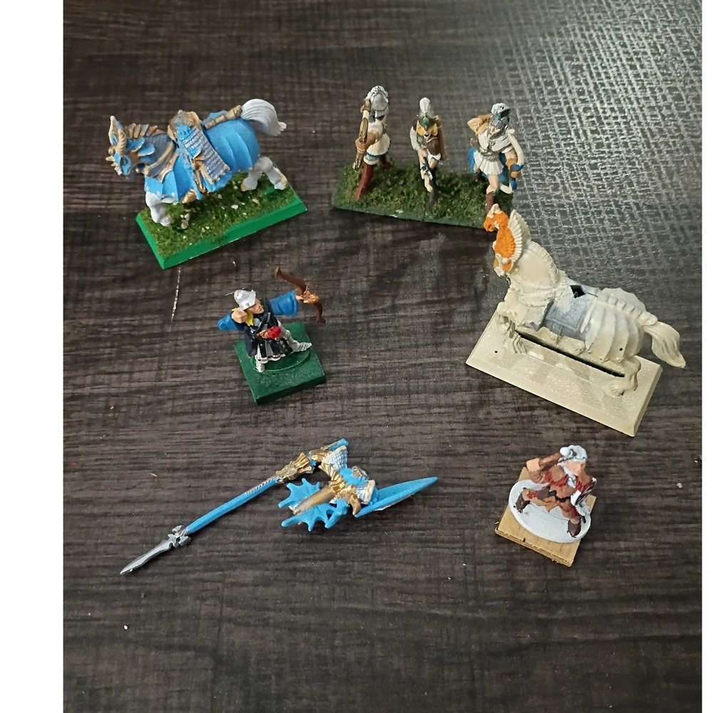 Vintage Warhammer Fantasy Miniatures Lot High Elf Archer Knight Cavalry Figures